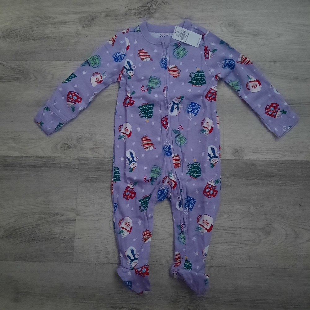 Old Navy Lavender Footie with Holiday Print